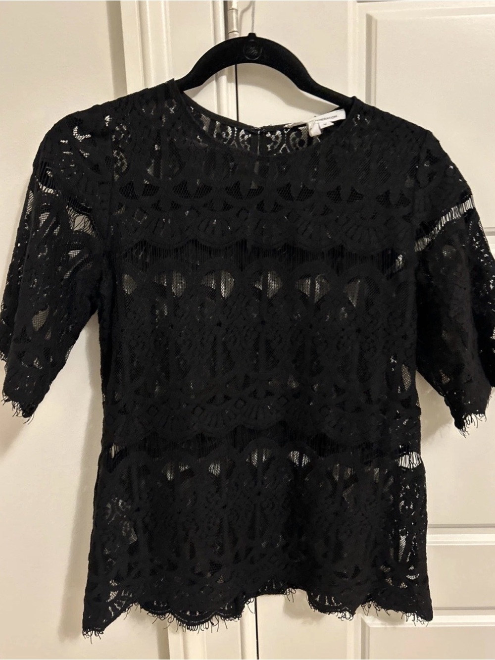 BCBG Black Lace Short-Sleeve Women's Top